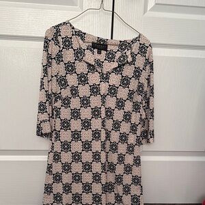 Talbots Black and Beige Patterned Dress